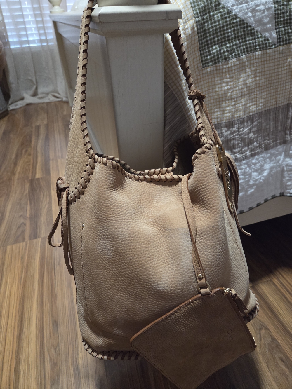 Cole Haan Beige Leather Hobo Shoulder Bag